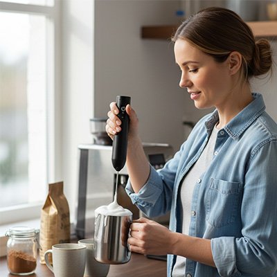Mousseur a lait noir pour mousse de café