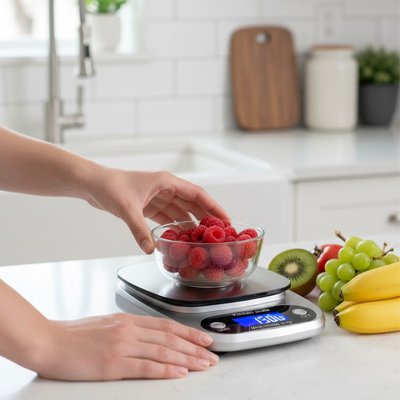 Balance Cuisine avec fruits frais et framboises