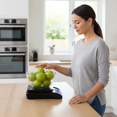 Balance Cuisine avec pommes fraîches sur le plateau