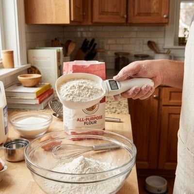 Cuillère doseuse digitale pour pesée précise de farine