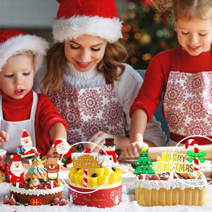 deco gateau Noël familial avec personnages festifs