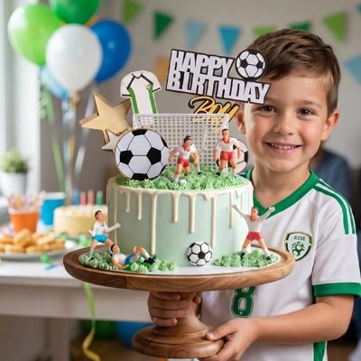 Décoration gateau anniversaire football enfant avec joueurs et ballons