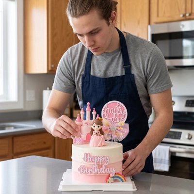 Décoration gateau anniversaire princesse avec figurine et château
