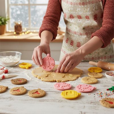 Emporte piece noel utilisé sur pâte sablée décorée