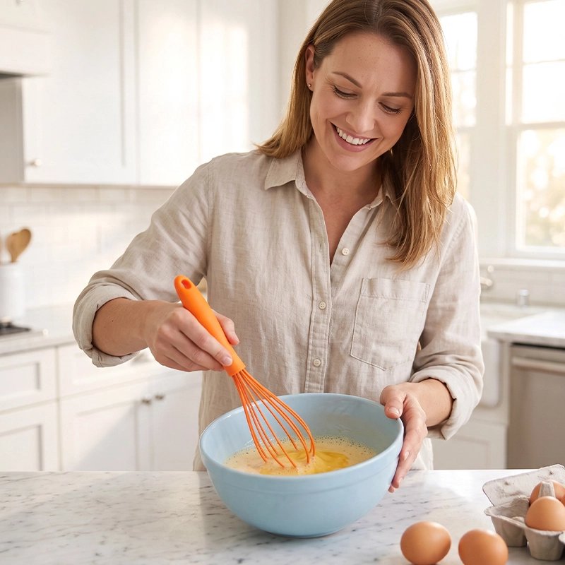 Fouet Cuisine orange avec préparation aux œufs