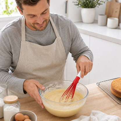 Fouet Cuisine rouge avec pâte à gâteau