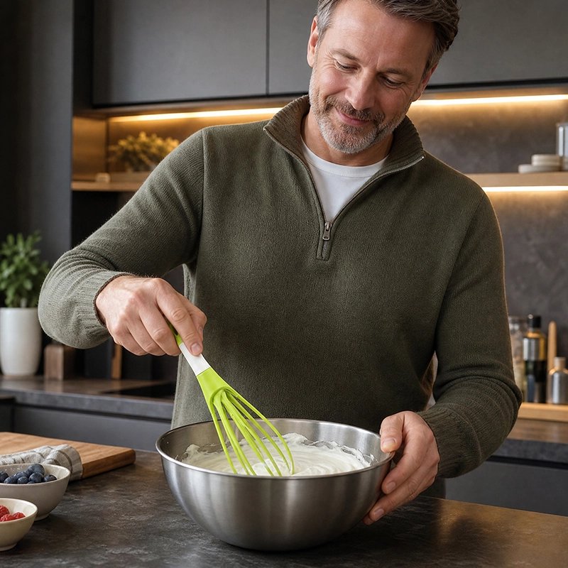 Fouet Cuisine vert avec préparation à la crème