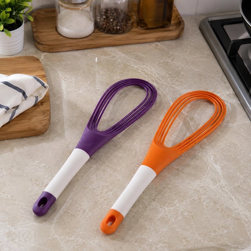 Fouet Cuisine violet et orange en silicone