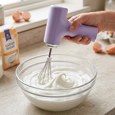 Fouet electrique violet pour crème fouettée