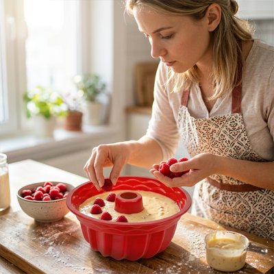 Garniture de framboises dans Moule à kouglof