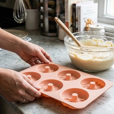 Moule à donuts silicone prêt pour préparation pâtissière