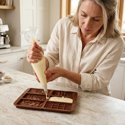 Moule tablette chocolat garni de chocolat blanc
