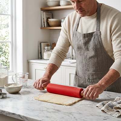 Rouleau patisserie rouge pour pâte à pâtisserie