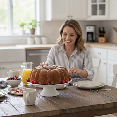 Service du gâteau décoré dans Moule a gateau sur table