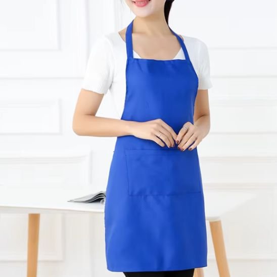 tablier de cuisine bleu royal avec poche avant