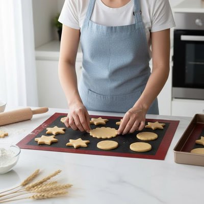 Tapis de cuisson avec biscuits variés