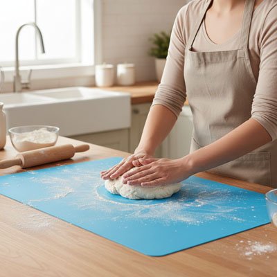 Tapis de cuisson bleu antiadhésif pour pétrissage