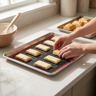 Tapis de cuisson silicone avec biscuits rectangulaires