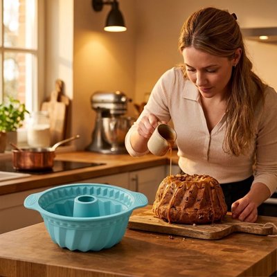Versement de glaçage sur gâteau dans Moule à kouglof